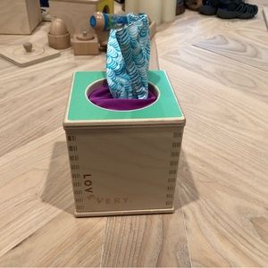 Wooden Tissue Box Toy - Green and Purple